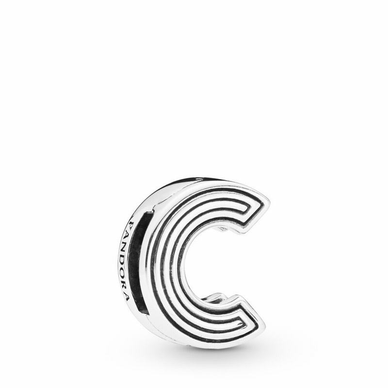 Pandora Reflexions™ Letter C Clip Charm - Sterling Silver/Silicone - Canada | KR5107QU